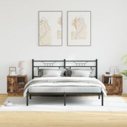 Berkfield Home Bedside Cabinets with LED Lights 2 pcs Smoked Oak 50x34, 5x50 cm in Brown - thumbnail 6