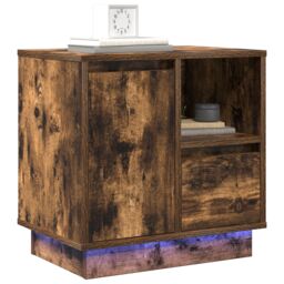 Berkfield Home Bedside Cabinets with LED Lights 2 pcs Smoked Oak 50x34, 5x50 cm in Brown - thumbnail 3