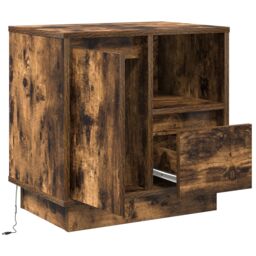 Berkfield Home Bedside Cabinets with LED Lights 2 pcs Smoked Oak 50x34, 5x50 cm in Brown - thumbnail 9