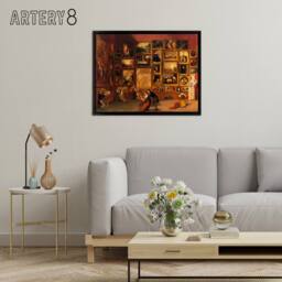"Artery8 Samuel Morse Louvre Gallery Paris France Framed Canvas Wall Art Print in Brown - Size: W12"" x H16""" - thumbnail 3