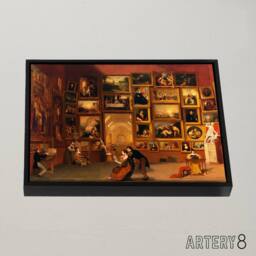 "Artery8 Samuel Morse Louvre Gallery Paris France Framed Canvas Wall Art Print in Brown - Size: W12"" x H16""" - thumbnail 2