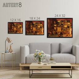 "Artery8 Samuel Morse Louvre Gallery Paris France Framed Canvas Wall Art Print in Brown - Size: W12"" x H16""" - thumbnail 4