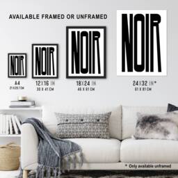 "Artery8 Noir Word Modern Bold Graphic Minimalism Wall Art Print in White - Size: W12"" x H16""" - thumbnail 3