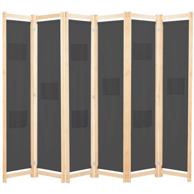 Berkfield Home 6-Panel Room Divider Grey 240x170x4 cm Fabric - Size: 240 x 170 x 4 cm - image 1