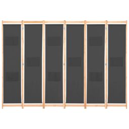 Berkfield Home 6-Panel Room Divider Grey 240x170x4 cm Fabric - Size: 240 x 170 x 4 cm - thumbnail 2