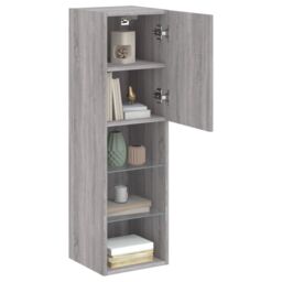 Berkfield Home TV Cabinets with LED Lights 2 pcs Grey Sonoma 30.5x30x102 cm - thumbnail 5