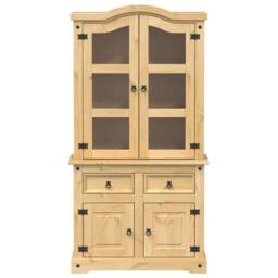 Berkfield Home Glass Display Cabinet Corona 100x48.5x179 cm Solid Wood Pine in Tan - thumbnail 4