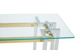 Orsina Glass Top Console Table, Gold & Silver Luxury Console Table, Modern Style Console Table with Glass Top - thumbnail 4