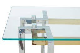 Orsina Glass Top Console Table, Gold & Silver Luxury Console Table, Modern Style Console Table with Glass Top - thumbnail 5