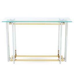 Orsina Glass Top Console Table, Gold & Silver Luxury Console Table, Modern Style Console Table with Glass Top - thumbnail 6