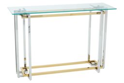Orsina Glass Top Console Table, Gold & Silver Luxury Console Table, Modern Style Console Table with Glass Top - thumbnail 2