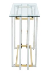 Orsina Glass Top Console Table, Gold & Silver Luxury Console Table, Modern Style Console Table with Glass Top - thumbnail 3