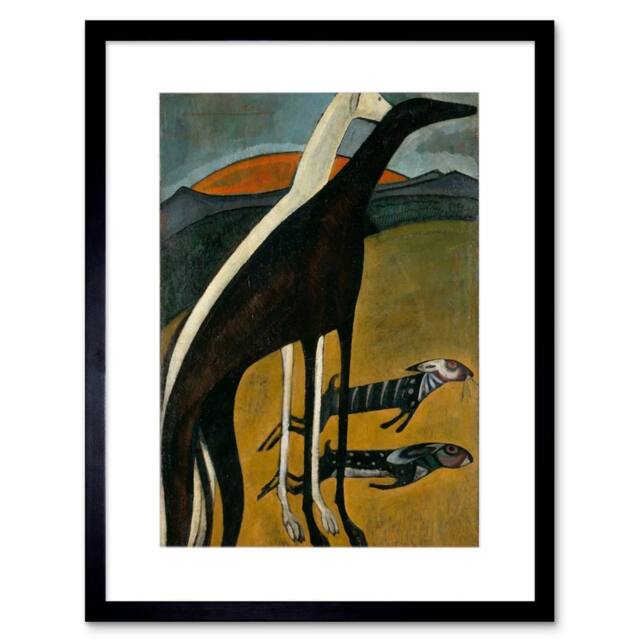 "Artery8 De Souza-Cardoso Greyhounds Home Decor 12x16"" Framed Art Print in Brown - Size: W12"" x H16""" - image 1