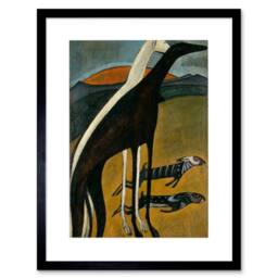 "Artery8 De Souza-Cardoso Greyhounds Home Decor 12x16"" Framed Art Print in Brown - Size: W12"" x H16""" - thumbnail 1