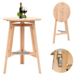 Berkfield Home Foldable Bar Table 78 cm Fir Wood in Brown - thumbnail 1