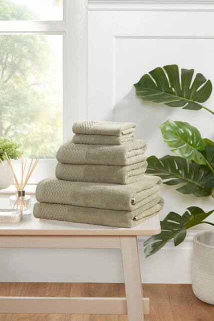 Rapport Home Eden Weave 6 Piece Cotton Towel Set Luxury Soft Dry Absorbent in Green - image 1