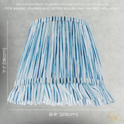 Happy Homewares Vintage Blue & White Faux Silk Plated Lamp Shade with Bottom Fringe - Size: 10 inches - thumbnail 7