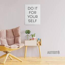 "Artery8 Do It For Yourself Black & White Bold Simple Canvas Wall Art Print - Size: W24"" x H32""" - thumbnail 3