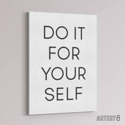 "Artery8 Do It For Yourself Black & White Bold Simple Canvas Wall Art Print - Size: W24"" x H32""" - thumbnail 2