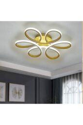Living and Home Artistic Golden Ring Flower - Shaped Modern LED Ceiling Light in Gold - thumbnail 5