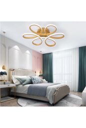 Living and Home Artistic Golden Ring Flower - Shaped Modern LED Ceiling Light in Gold - thumbnail 6