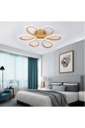 Living and Home Artistic Golden Ring Flower - Shaped Modern LED Ceiling Light in Gold - thumbnail 3