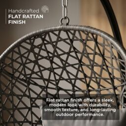 Alivio Rattan Weave Hanging Egg Chair with Cushions for Indoor Outdoor Swing Patio Garden - Grey - thumbnail 8