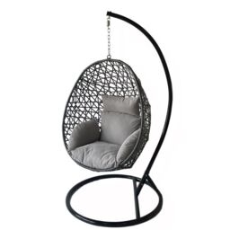 Alivio Rattan Weave Hanging Egg Chair with Cushions for Indoor Outdoor Swing Patio Garden - Grey - thumbnail 2