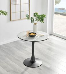 FurnitureboxUK Elina White Marble Effect Scratch Resistant Dining Table & 2 Corona Black Leg Chairs - thumbnail 2