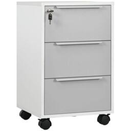 FORGEVIO White & Grey 3-Drawer Lockable Filing Cabinet 40x40x63.5cm - Size: 40x40x63.5 cm