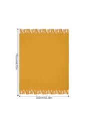 Living and Home Pattern Knitted Throw Blanket with Fringed Edges in Yellow - Size: 130 cm x 170 cm - thumbnail 7