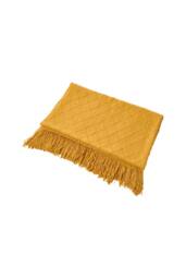 Living and Home Pattern Knitted Throw Blanket with Fringed Edges in Yellow - Size: 130 cm x 170 cm - thumbnail 6