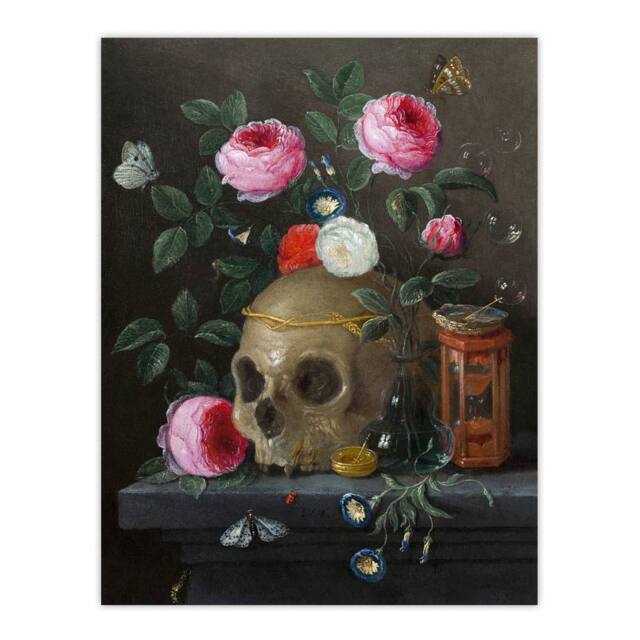 "Artery8 Vanitas Still Life With Skull Jan van Kessel Wall Art Poster Print - Size: W18"" x H24""" - image 1