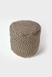 Homescapes Patterned Circular Pouffe in Black - thumbnail 3
