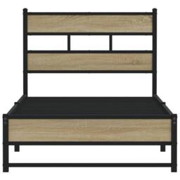 Berkfield Home Metal Bed Frame without Mattress Sonoma Oak 75x190 cm Small Single in Brown - thumbnail 4