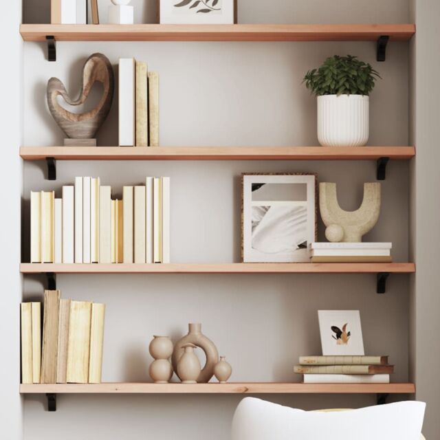 Berkfield Home Wall Shelf 100x20x2 cm Untreated Solid Wood Oak in Brown - Size: 100 x 20 x 2 cm - image 1