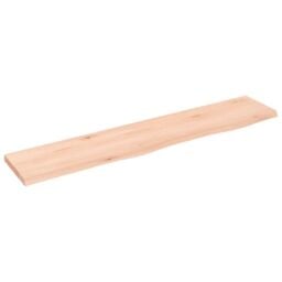 Berkfield Home Wall Shelf 100x20x2 cm Untreated Solid Wood Oak in Brown - Size: 100 x 20 x 2 cm - thumbnail 2