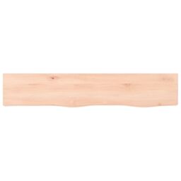 Berkfield Home Wall Shelf 100x20x2 cm Untreated Solid Wood Oak in Brown - Size: 100 x 20 x 2 cm - thumbnail 4