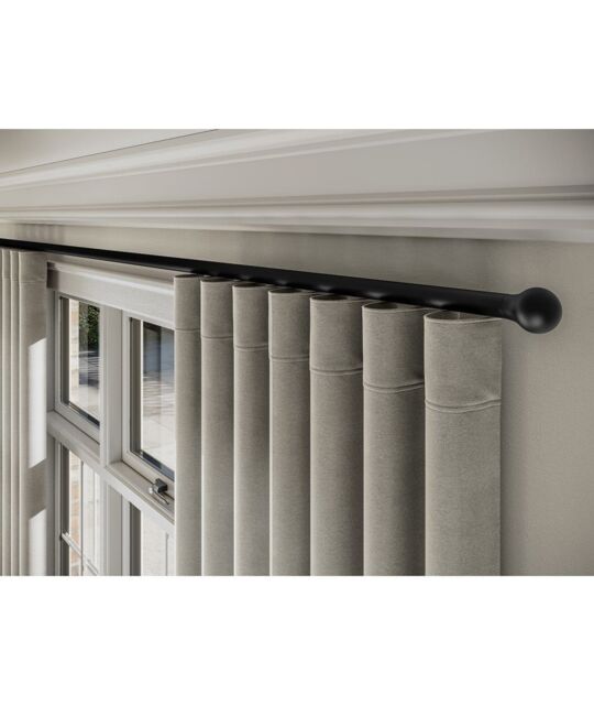 New Edge Blinds 28mm Styleline Gliding Curtain Pole Set with Ball End - Black - Size: 230 cm - image 1