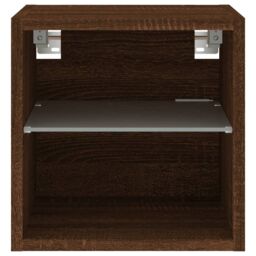 Berkfield Home TV Wall Cabinets with LED Lights 2 pcs Brown Oak 30x28.5x30 cm - thumbnail 9