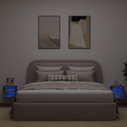 Berkfield Home TV Wall Cabinets with LED Lights 2 pcs Brown Oak 30x28.5x30 cm - thumbnail 3