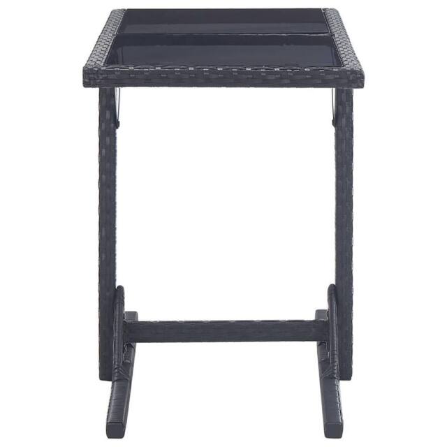 Berkfield Home Garden Table Black 110x53x72 cm Glass & Poly Rattan - Size: 110 x 53 x 72 cm - image 1