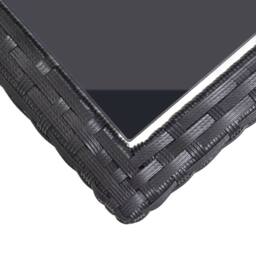 Berkfield Home Garden Table Black 110x53x72 cm Glass & Poly Rattan - Size: 110 x 53 x 72 cm - thumbnail 5