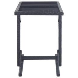 Berkfield Home Garden Table Black 110x53x72 cm Glass & Poly Rattan - Size: 110 x 53 x 72 cm - thumbnail 1