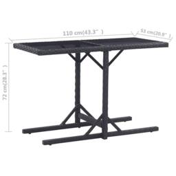 Berkfield Home Garden Table Black 110x53x72 cm Glass & Poly Rattan - Size: 110 x 53 x 72 cm - thumbnail 6