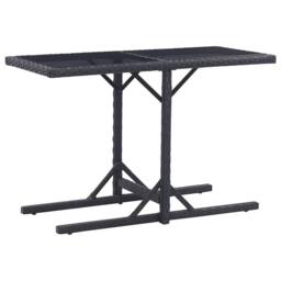 Berkfield Home Garden Table Black 110x53x72 cm Glass & Poly Rattan - Size: 110 x 53 x 72 cm - thumbnail 2