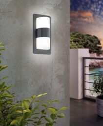 Loops IP44 Outdoor Wall Light Anthracite Zinc Plated Steel 2 x 10W E27 Bulb in Metallics - thumbnail 4