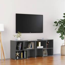 Berkfield Home TV Cabinet High Gloss Grey 104x30x52 cm Engineered Wood - Size: 104 x 30 x 52 cm - thumbnail 2