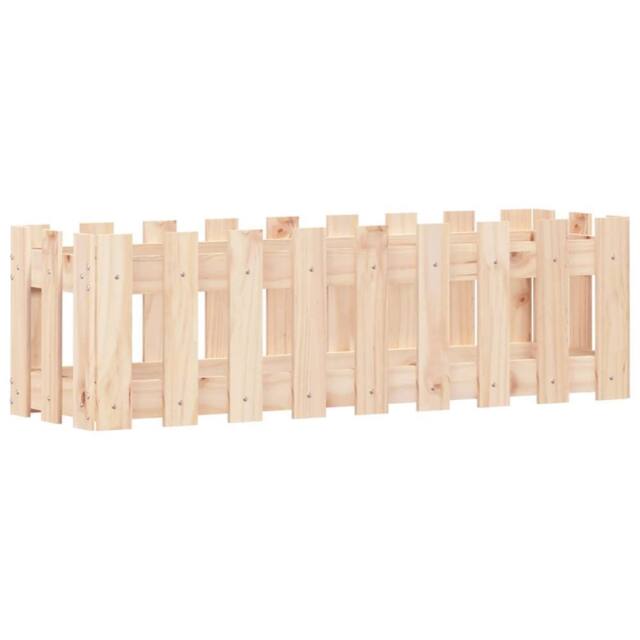 Berkfield Home Garden Raised Bed with Fence Design 100x30x30 cm Solid Wood Pine in Natural - Size: 100 x 30 x 30 cm - image 1