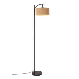 EONLION Rattan Shade Floor Lamp, Minimalist Standing Light in Black - thumbnail 4